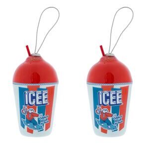 ICEE Cup Decoupage 4 in Decorative Christmas Tree Holiday Ornament RUZ Lot of 2